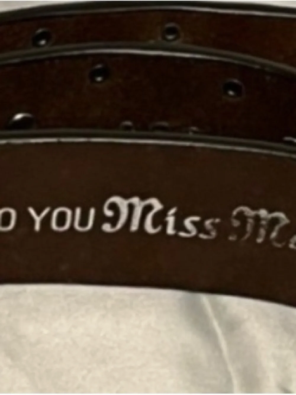 MISS ME: “Do You Miss Me” Embroidered Leather Studded Belt NWT